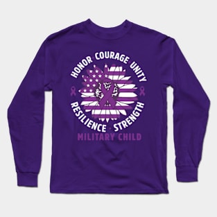 Purple Up for Military Kid Us Flag Cool Military Child Month Long Sleeve T-Shirt